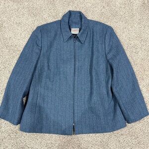 Vintage Irish Donegal Handwoven Tweed 100% Wool Teal Zipup Jacket Women’s L